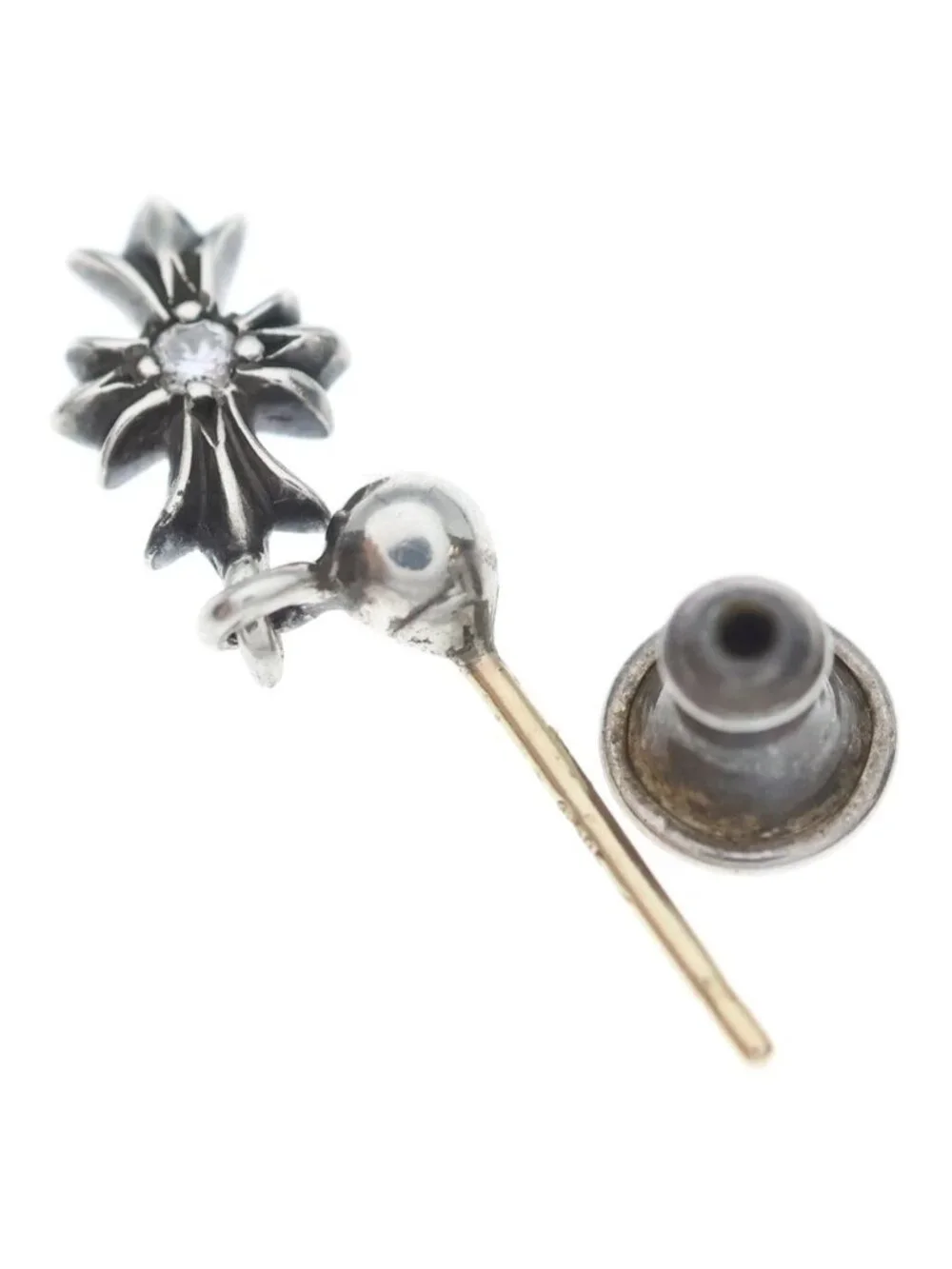 Chrome Hearts Tny CH Pls Dia Tiny CH Plus Drop Earrings Silver